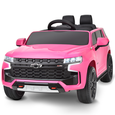 Blitzshark 12V Kids Ride on Car Licensed Chevrolet Tahoe Battery Powered Electric Vehicle for Kids, with 7AH Big Battery, 2.4G Remote Control, Spring Suspension, Bright Lights, Music, Pink