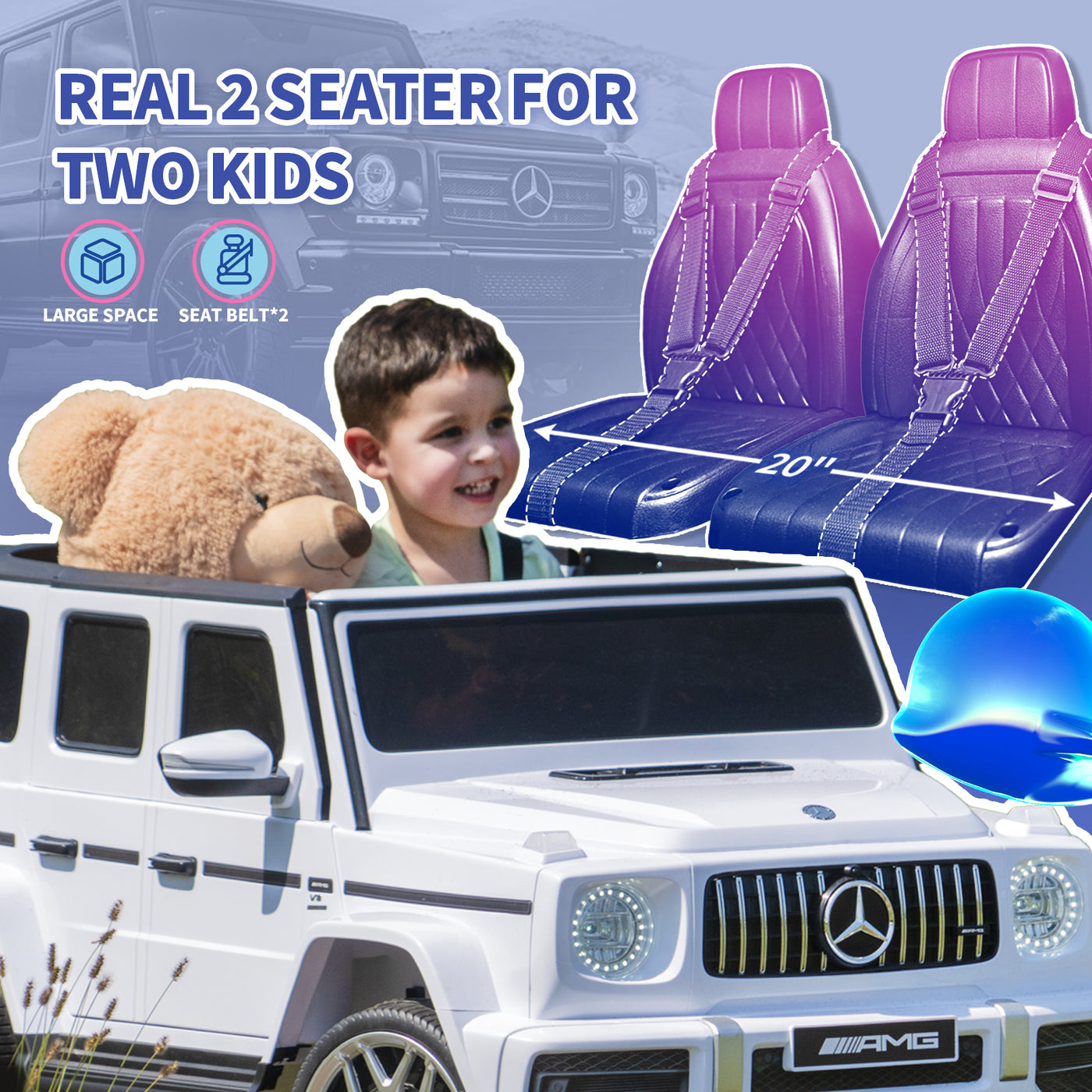 Joywhale 24V 2-Seater Kids Ride on Car Licensed Mercedes-Benz G63, with 7AH Big Battery, Remote Control, 4-Wheel Suspension, BW-G20L