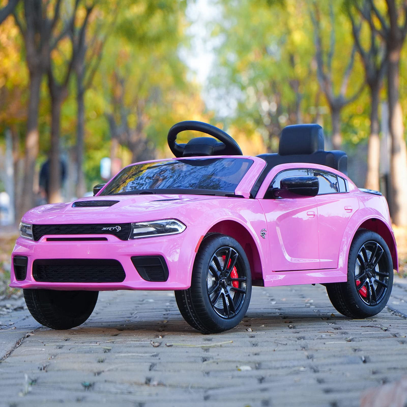 Blitzshark 12V Kids Ride on Police Car Licensed Dodge Charger Battery Powered Electric Vehicle, with 7AH Big Battery, 2.4G Remote Control, Suspension, Real Megaphone, Siren, Flashing Light, Music
