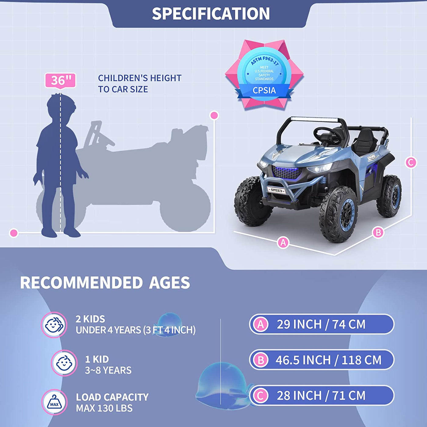 Joywhale 24V 2 Seater Kids Ride on UTV Car, with 10AH Big Battery, 4x75W Strong Motor, Easy-Drag 4WD, Remote Control, Leather Seat, Soft Brake & Suspension, BW-U20 Pro