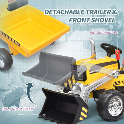 Joywhale 12V Kids Ride on Tractor Electric Excavator for Kids Ages 3-6, with Front Loader, Digging Handle, Detachable Trailer,  DP-TR10s