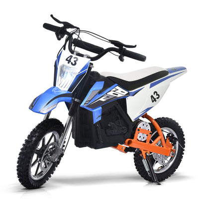 Blitzshark 36V Kids Electric Dirt Bike Off-Road Bike Motocross Powerful Motorcycle for Kids, with 15.5MPH Fast Speed, Rubber Tires, Twist Grip Throttle, Metal Suspension, Leather Seat, SRK-MC20