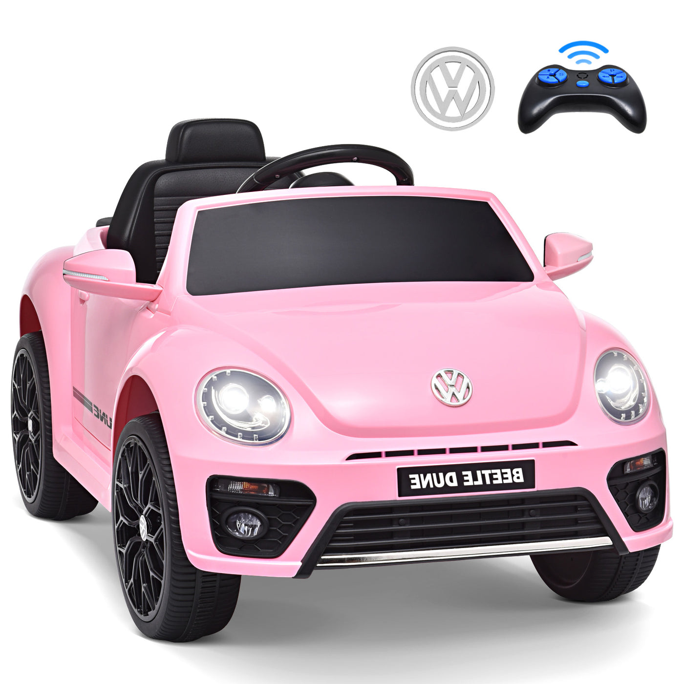 MAGYCAT 12V Kids Ride on Car Volkswagen Beetle Battery Powered Toy Car Electric Vehicle for Kids, Pink