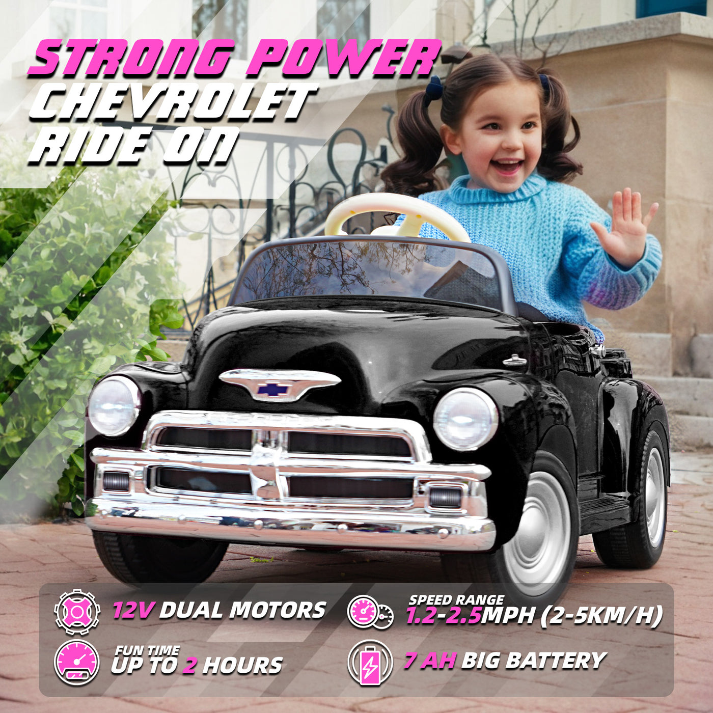 MAGYCAT 12V Kids Ride on Chevrolet Car Battery Powered Toy Electric Car for Kids with 7AH Big Battery