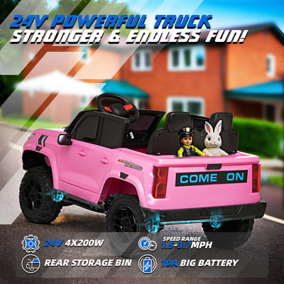 MAGYCAT 24V 2 Seater Ride on Truck Car 4X4 Large Size Battery Powered 2WD/ 4WD Switchable Vehicle for Kids, with 800W Powerful Engine, 10AH Big Battery, 2.4G Remote Control, Toy Storage & Music