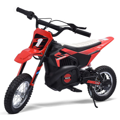 Blitzshark 24V Kids Electric Dirt Bike 250W Off-Road Bike Motocross Powerful Motorcycle for Kids, with 13.67MPH Fast Speed, Rubber Tires, Twist Grip Throttle, Metal Suspension & Leather Seat, SRK-MC10