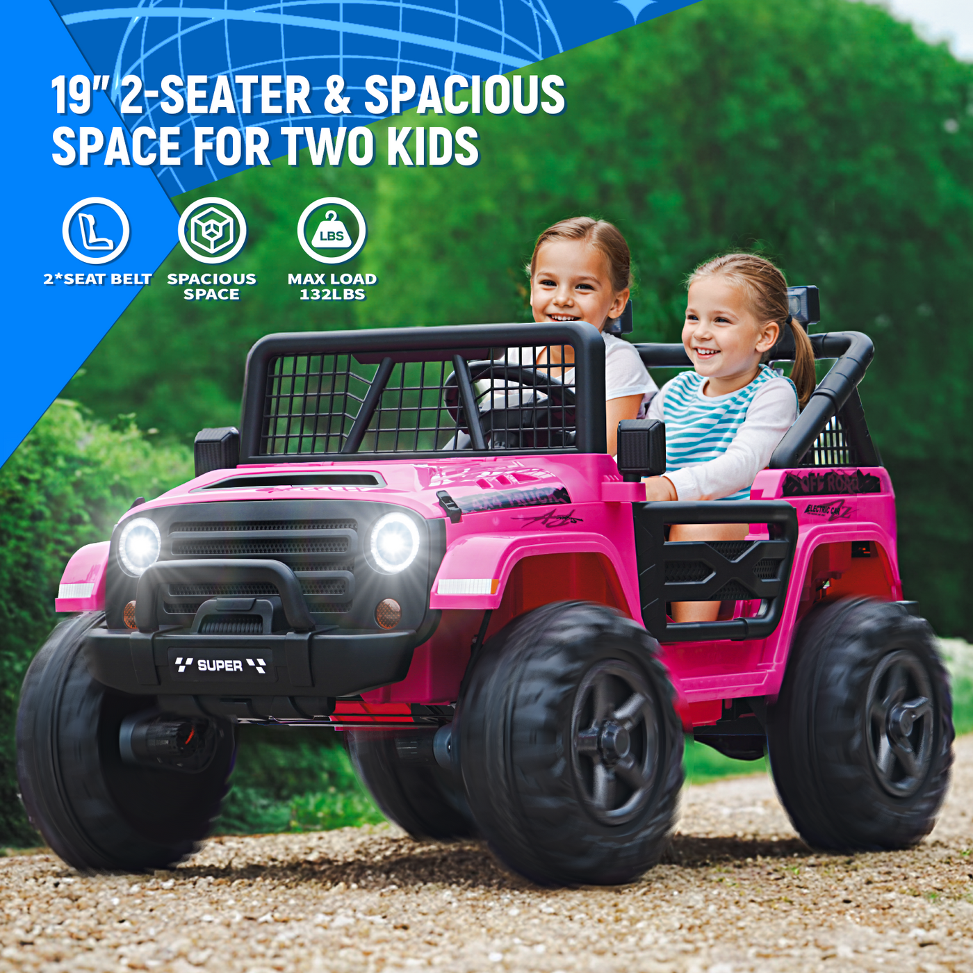 MAGYCAT 24V 2 Seater Kids Ride on Truck 2WD/ 4WD Switchable Off-Road Electric Car, with 800W Strong Engine, 5 MPH Max Speed, 7AH Big Battery, 2.4G Remote Control, Suspension, Music & Headlights