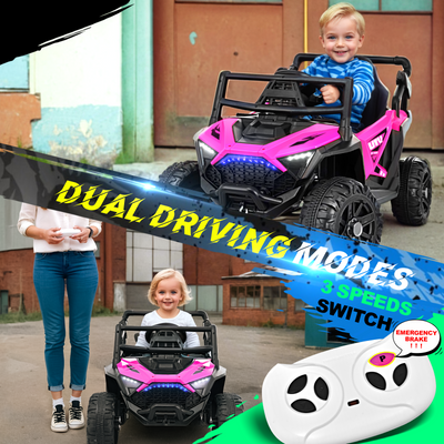 Joywhale 12V Kids Ride on Toy Car, Battery Powered Electric Off-Road UTV Truck with Remote, 12 Volt Kids UTV for Toddlers with 3 Speeds, Music, Safety Belt, Suspension, LED Lights