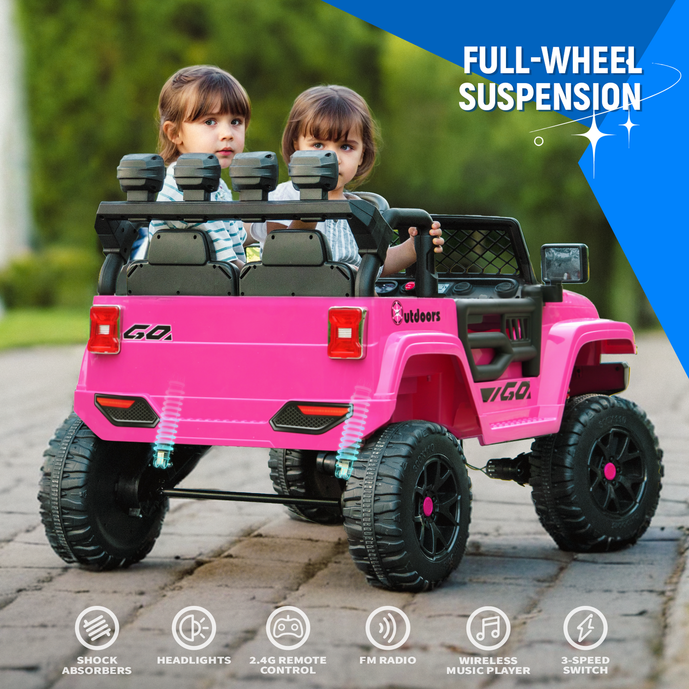 MAGYCAT 24V 2 Seater Kids Ride on Truck 4X4 Off-Road Electric Car, with 4X75W Powerful Motors, 4 MPH Fast Speed, 7AH Big Battery, 2.4G Remote Control, Metal Suspension, Music & Headlights,