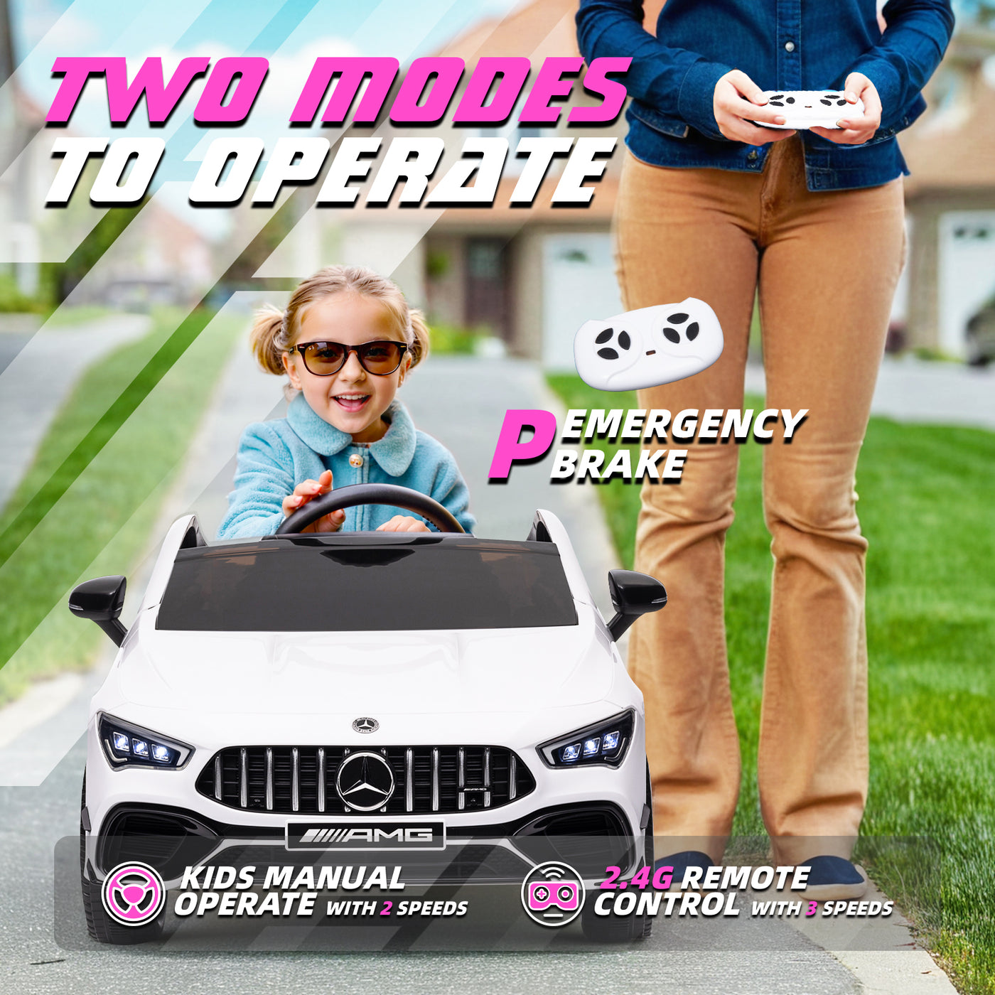 MAGYCAT 12V Kids Ride on Car Mercedes-Benz Electric Car for Kids 7AH Big Battery Powered Toy Car with 2.4G Remote Control, Swing Function, 4-Wheel Suspension, Music