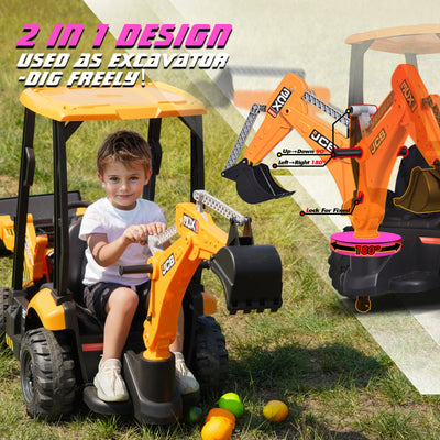 MAGYCAT JCB Kids Ride on Excavator 12V Kids Ride on Car with Remote Control Electric Construction Vehicle