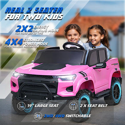 MAGYCAT 24V 2 Seater Ride on Truck Car 4X4 Large Size Battery Powered 2WD/ 4WD Switchable Vehicle for Kids, with 800W Powerful Engine, 10AH Big Battery, 2.4G Remote Control, Toy Storage & Music