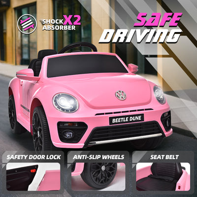 MAGYCAT 12V Kids Ride on Car Volkswagen Beetle Battery Powered Toy Car Electric Vehicle for Kids, Pink