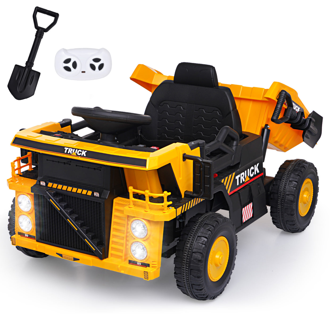 Joywhale 12V Ride on Dump Truck for Kids, Electric Cars with Remote Control, 7AH Big Battery Powered Car, with Electric Dump Bed and Shovel, Music, Ride on Construction Vehicles for Kids 3-6