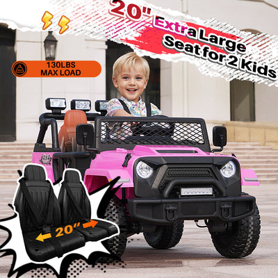 12V 2 Seater Kids Ride on Truck 4X4 Off-Road Electric Car, with 200W Powerful Motors, 2.4G Remote Control, Suspension, Music & Headlights, 10AH Big Battery Powered Motorized Toy Car