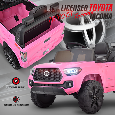 Blitzshark 12V Kids Ride on Car Licensed Toyota Tacoma Battery Powered Motorized Electric Vehicle, with Remote Control, Digital Display, Spring Suspension, Storage Space, Music &FM