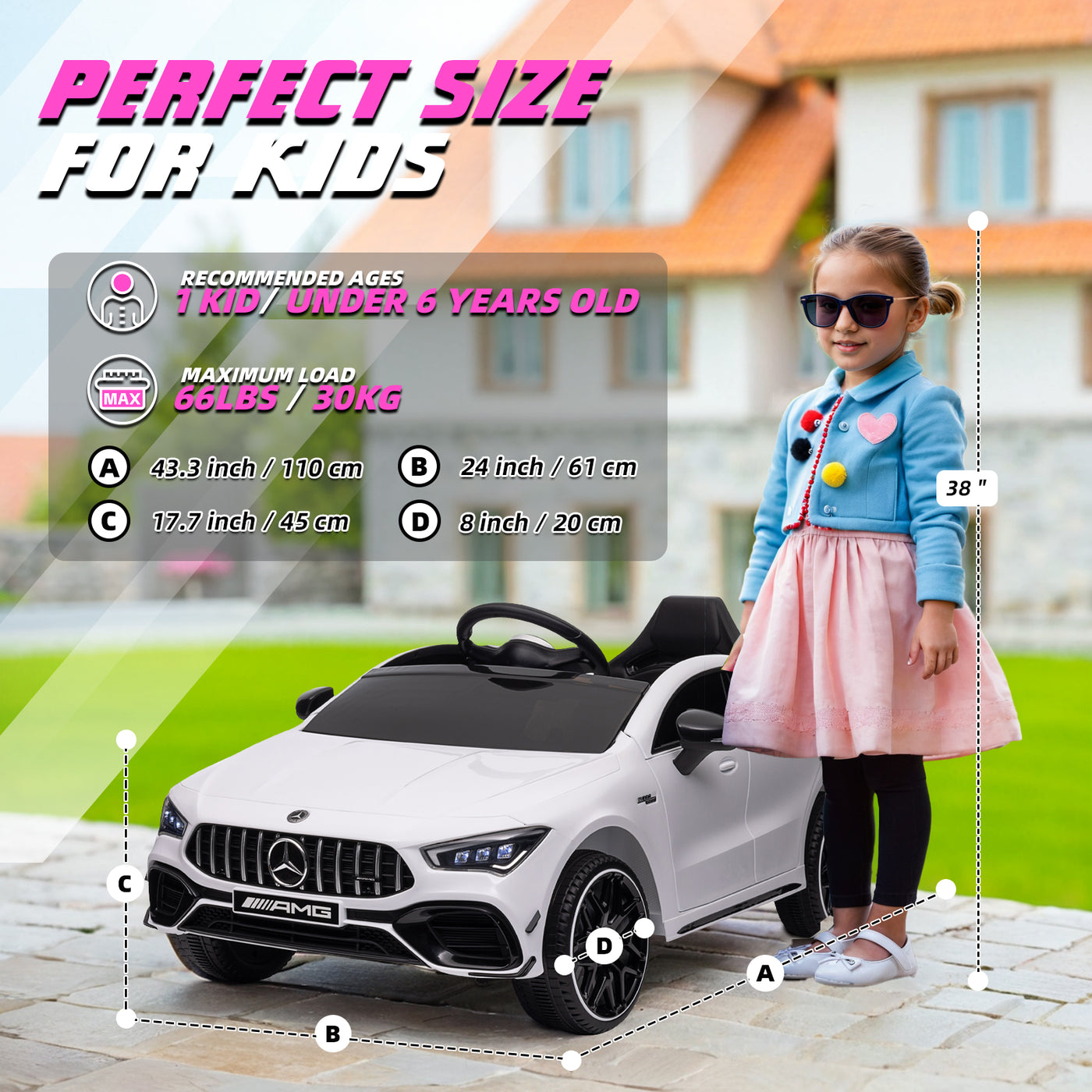 MAGYCAT 12V Kids Ride on Car Mercedes-Benz Electric Car for Kids 7AH Big Battery Powered Toy Car with 2.4G Remote Control, Swing Function, 4-Wheel Suspension, Music