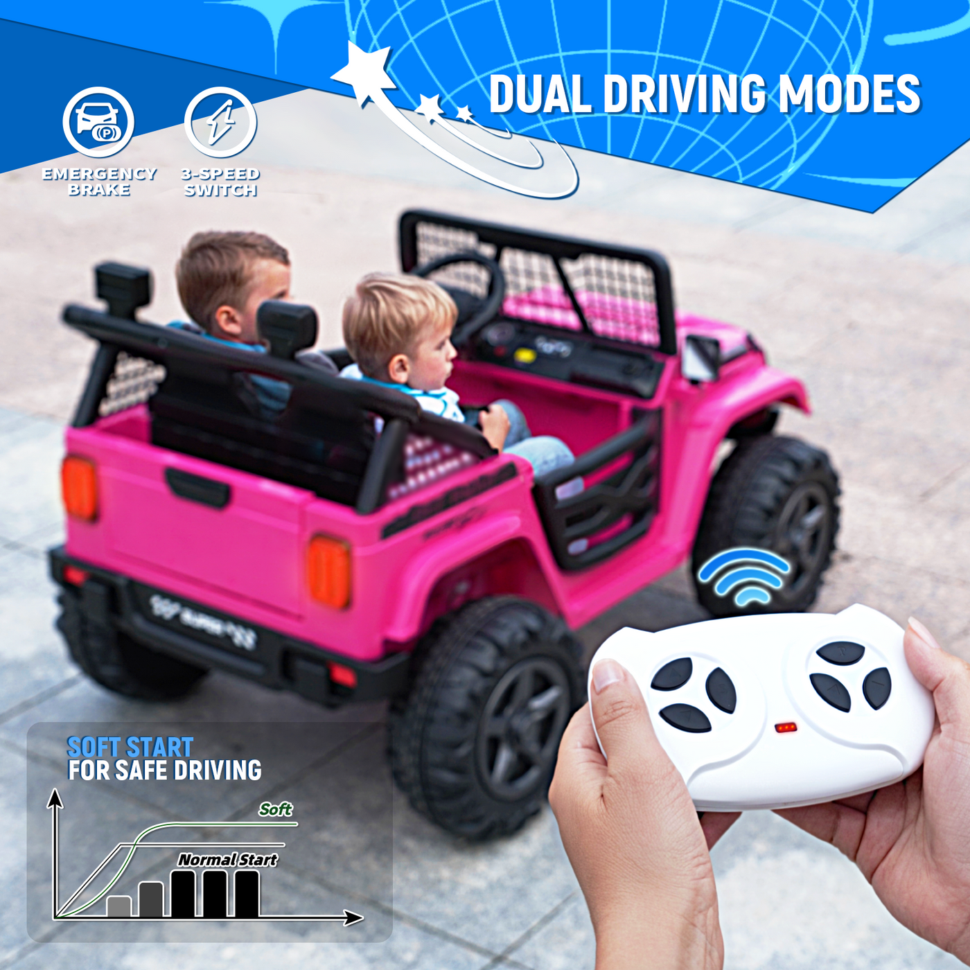 MAGYCAT 24V 2 Seater Kids Ride on Truck 2WD/ 4WD Switchable Off-Road Electric Car, with 800W Strong Engine, 5 MPH Max Speed, 7AH Big Battery, 2.4G Remote Control, Suspension, Music & Headlights