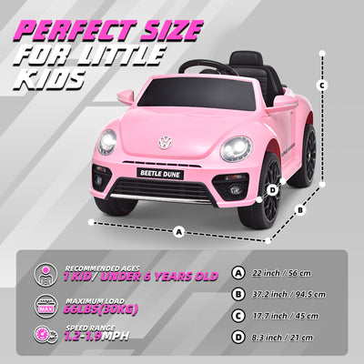 MAGYCAT 12V Kids Ride on Car Volkswagen Beetle Battery Powered Toy Car Electric Vehicle for Kids, Pink