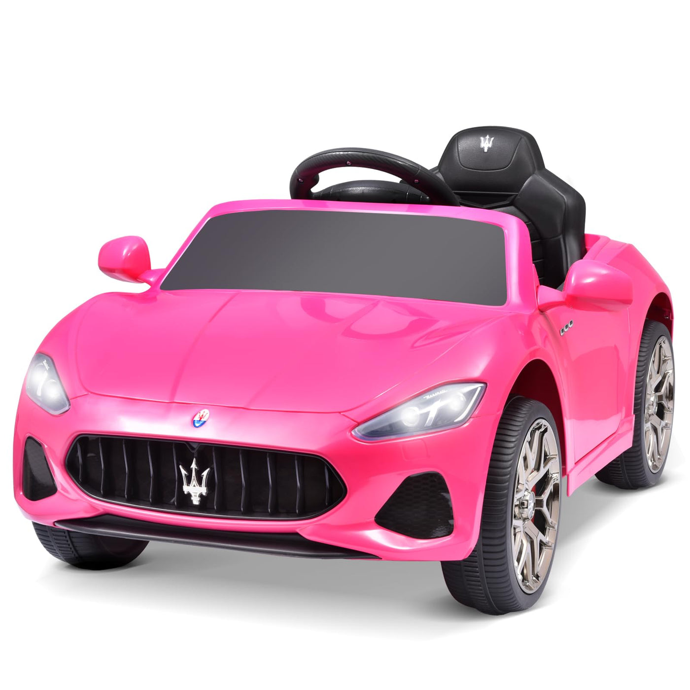 Joywhale 12V Kids Ride on Car Licensed Maserati Battery Powered Electric Vehicle for Ages 3-6, with 2.4G Remote Control, Metal Suspension, Safety Belt, Bright Headlights, Music & FM, White, DP-M02L