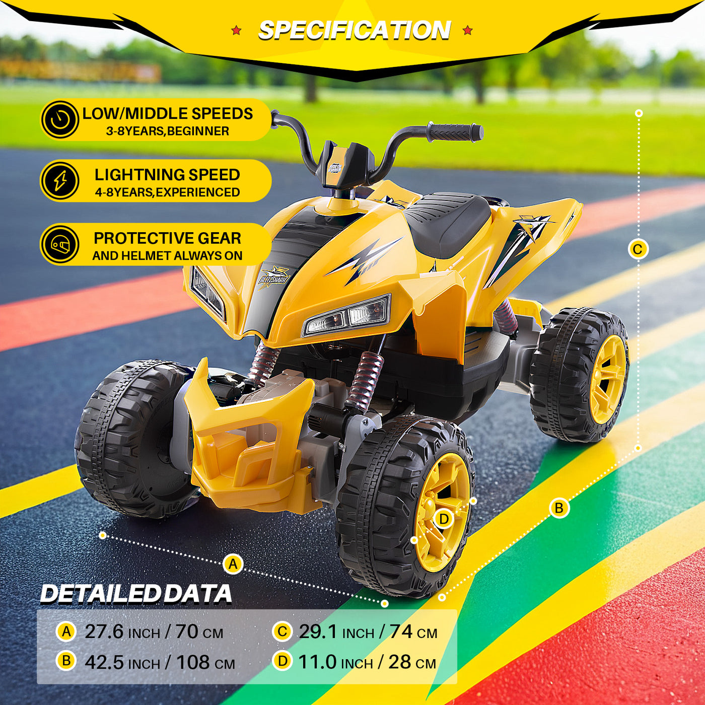 MAGYCAT 24V Kids Ride on ATV 4WD Quad 4x75W Powerful 4-Wheeler Electric Car