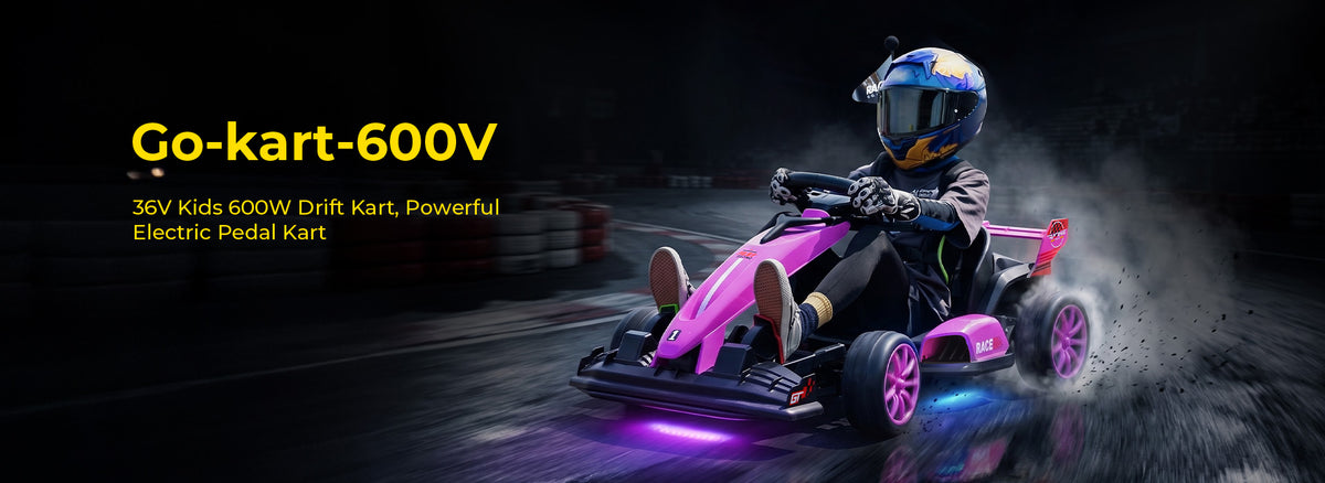 Blitzshark 36V Kids 600W Drift Kart, Powerful Electric Pedal Kart | Outdoor Race Toy, with 600W Strong Motor, 9AH Big Battery, EVA Tires, Drift/Sports Mode, Brake Pedal, Length Adjustment