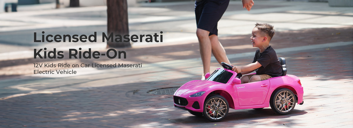 Joywhale 12V Kids Ride on Car Licensed Maserati Electric Vehicle | Electric Vehicle for Kids Ages 3-6, with 2.4G Remote Control, Metal Suspension, Safety Belt, Bright Headlights, Music & FM