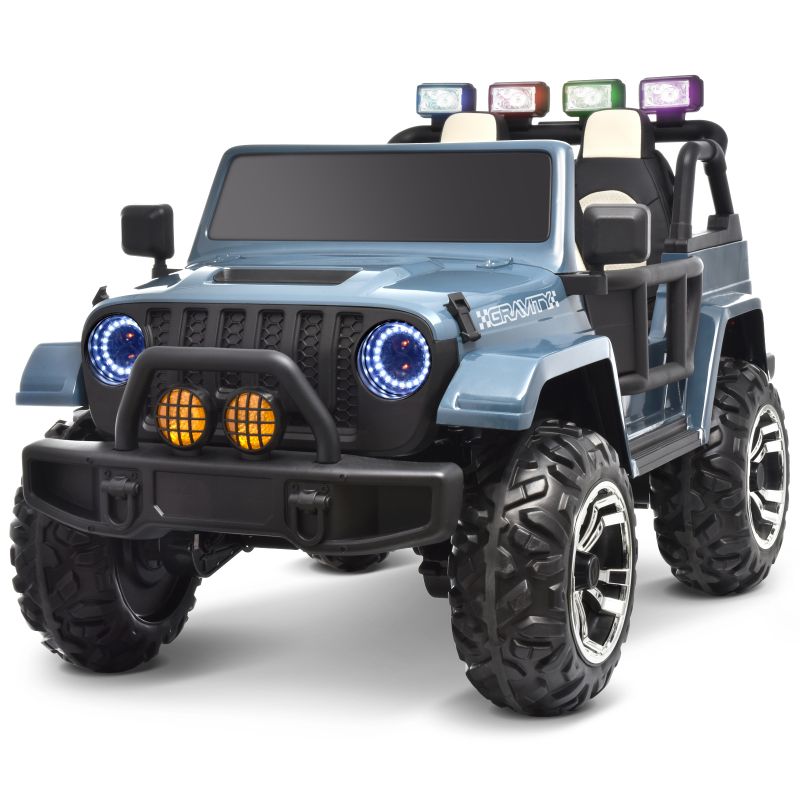 Joywhale 24V 2 Seater Kids Ride on Truck 4WD Easy-Drag Electric Car, with 4x75W Engine, Leather Seat, EVA Wheels, Soft Braking, Remote Control, Suspension &Free Car Cover, BW-609PRO